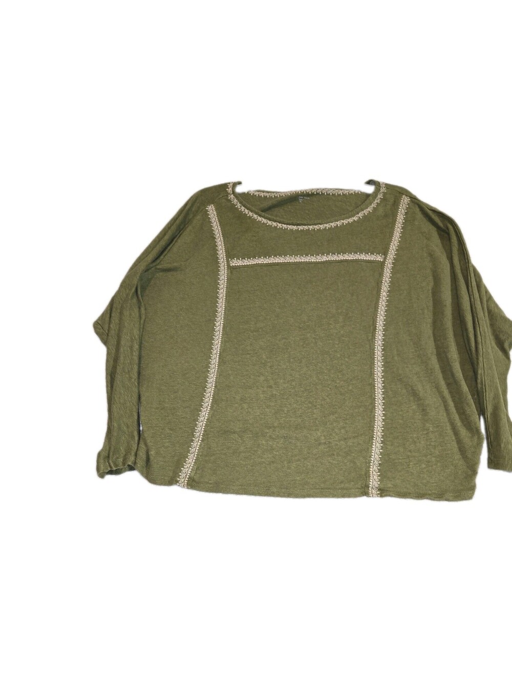 garnet hill linen top sz med Olive Green Dolman Sleeves Lagonlook Oversized